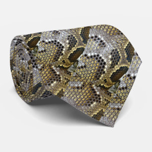 Corbata huella de serpiente gris beige negro
