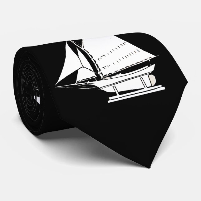 Corbata huella de silueta de barco de vela (Enrollado)