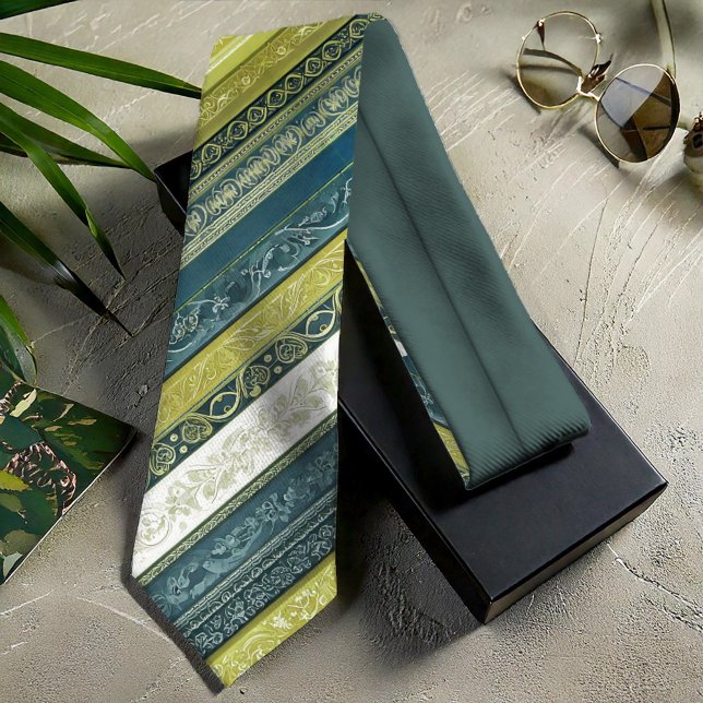 Corbata Huellas barrocas ornadas Green ID1095 (Subido por el creador)