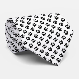 Corbata Huellas de pata negras sobre blanco