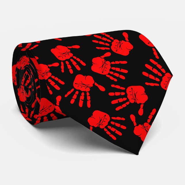 Corbata Huellas rojas en negro (Enrollado)
