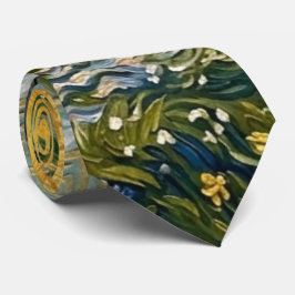 Corbata Huerto de almendros al estilo de Van Gogh Floració