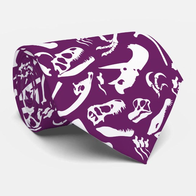Corbata Huesos de dinosaurio (púrpuras) (Enrollado)