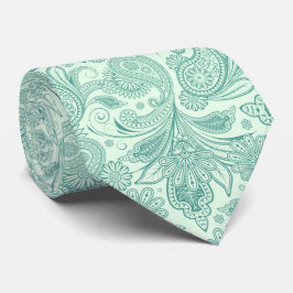 Corbata Huesos Mint-Green Ornate Paisley