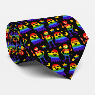 Corbata 🦇🌈 Huesos y Estrellas de Arcoíris