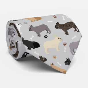 Corbata Huesos y patas de Bulldog franceses grises