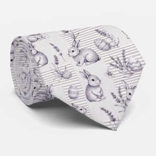 Corbata Huevo de Pascua de conejo gris minimalista raya