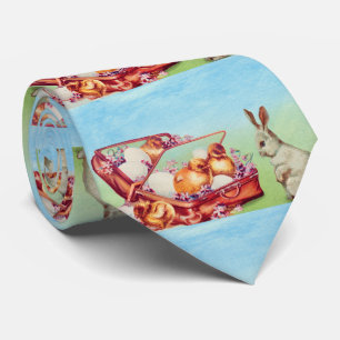 Corbata Huevo de Pascua dorado vintage y pollito 