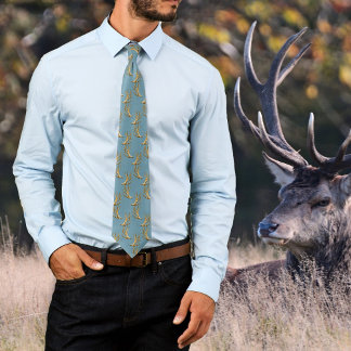 Corbata Hunter Antlers Pattern Colonial Blue Tie