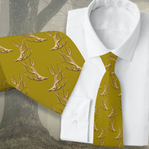 Corbata Hunter Antlers Pattern Dark Gold Tie