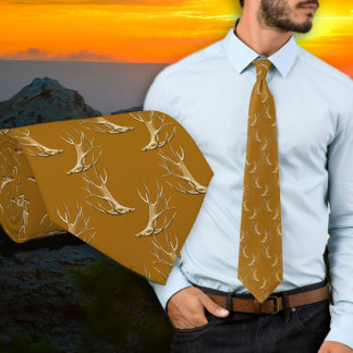 Corbata Hunter Antlers Pattern Rust Brown Tie