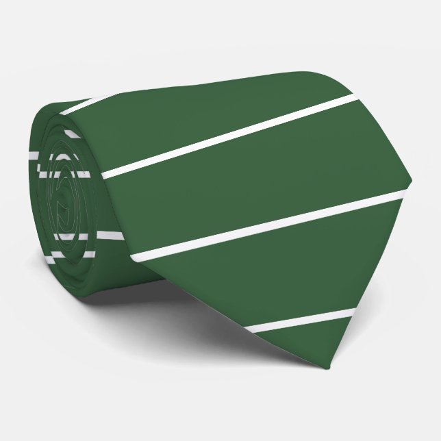 Corbata Hunter Green y White Thin Horizontal Striping (Enrollado)