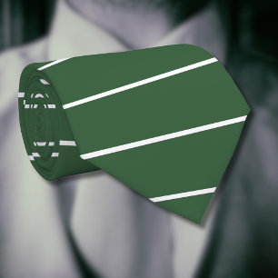 Corbata Hunter Verde y Blanco Rayado Horizontal Delgado