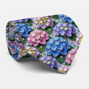 Corbata Hydrangeas & Diamonds Cuello para Boda y Eventos