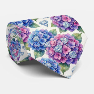 Corbata Hydrangeas & Diamonds Cuello para Boda y Eventos