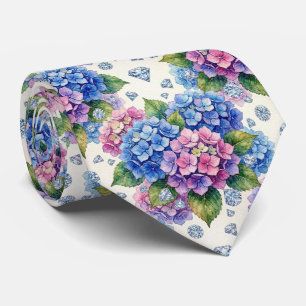 Corbata Hydrangeas & Diamonds Cuello para Boda y Eventos