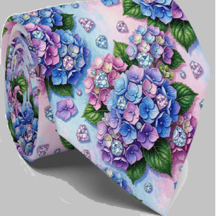 Corbata Hydrangeas & Diamonds Cuello para Boda y Eventos