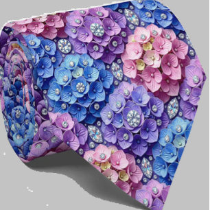 Corbata Hydrangeas & Diamonds Cuello para Boda y Eventos
