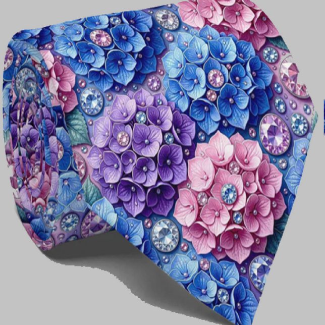 Corbata Hydrangeas & Diamonds | Cuello para Boda y Eventos (Subido por el creador)