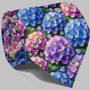 Corbata Hydrangeas & Diamonds Cuello para Boda y Eventos