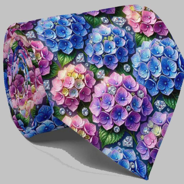 Corbata Hydrangeas & Diamonds | Cuello para Boda y Eventos (Subido por el creador)