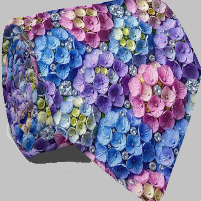 Corbata Hydrangeas & Diamonds | Cuello para Boda y Eventos (Subido por el creador)