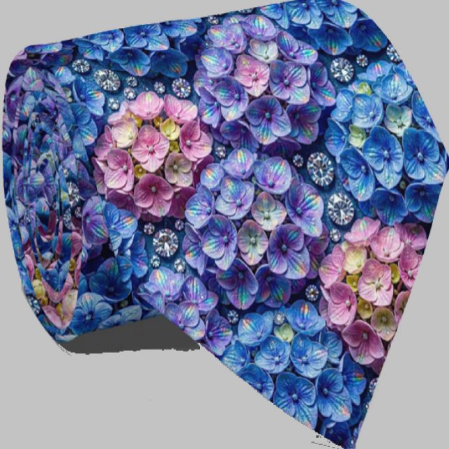 Corbata Hydrangeas & Diamonds | Cuello para Boda y Eventos (Subido por el creador)