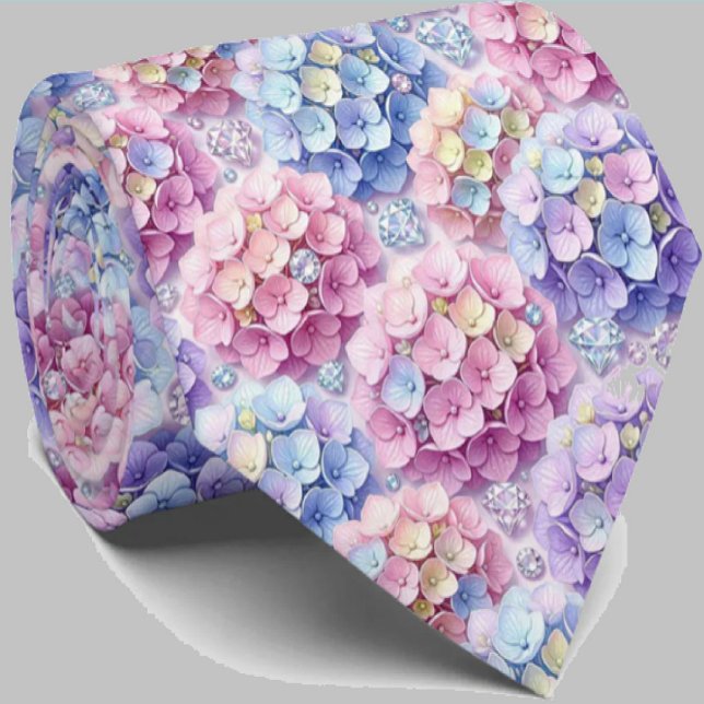 Corbata Hydrangeas & Diamonds | Cuello para Boda y Eventos (Subido por el creador)
