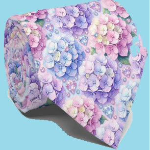 Corbata Hydrangeas & Diamonds Cuello para Boda y Eventos