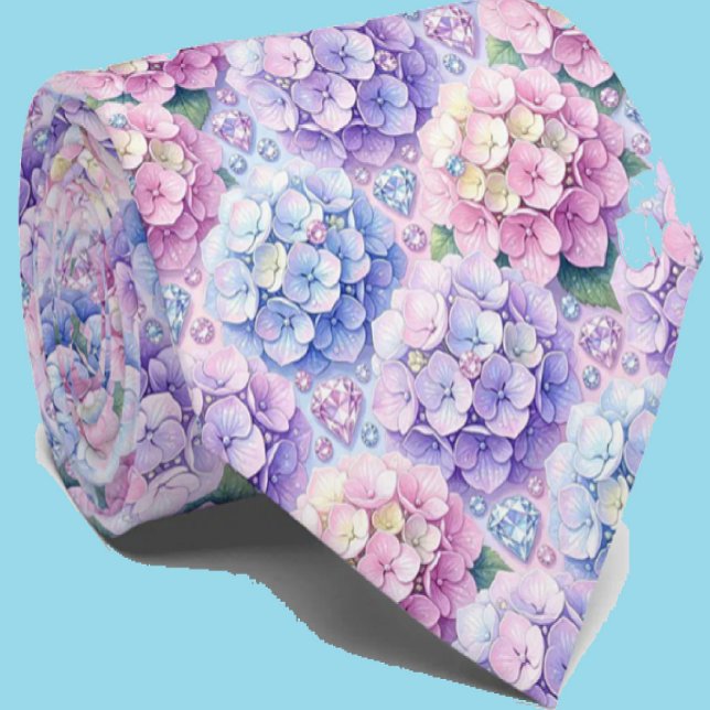 Corbata Hydrangeas & Diamonds | Cuello para Boda y Eventos (Subido por el creador)