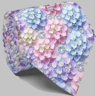Corbata Hydrangeas & Diamonds Cuello para Boda y Eventos