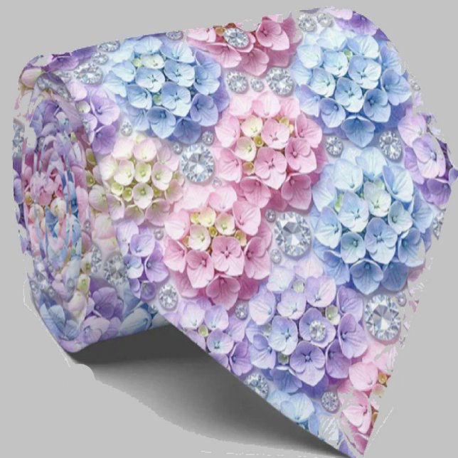 Corbata Hydrangeas & Diamonds | Cuello para Boda y Eventos (Subido por el creador)