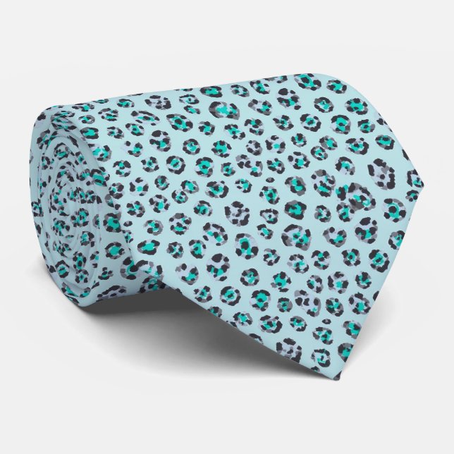 Corbata Ice Blue Leopard Print Pattern (Enrollado)