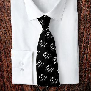 Corbata Icono de Patrón de Gorra de Graduación Negro Blanc