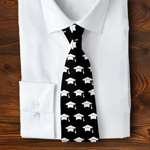 Corbata Icono de Patrón de Gorra Negra Blanca de Graduació