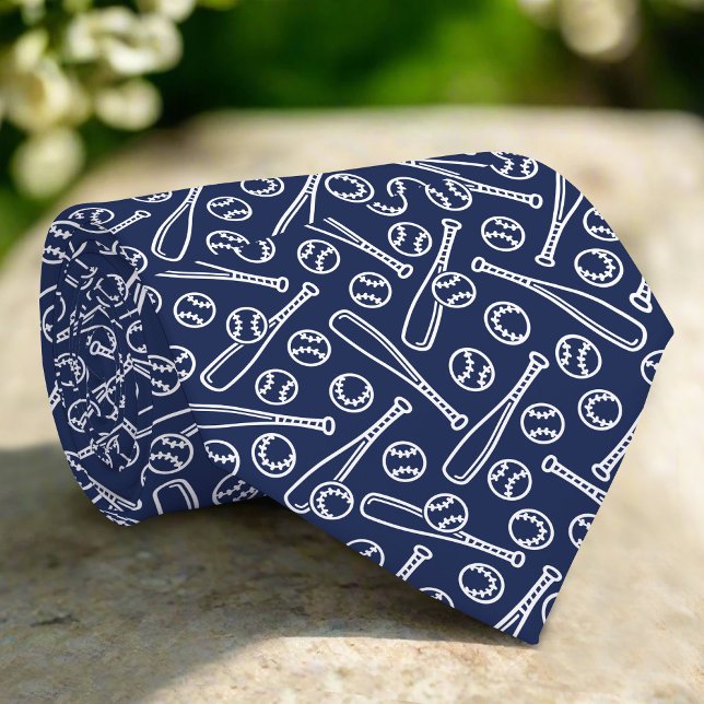Corbata Iconos de béisbol en el fondo naval Día del Padre (Subido por el creador)