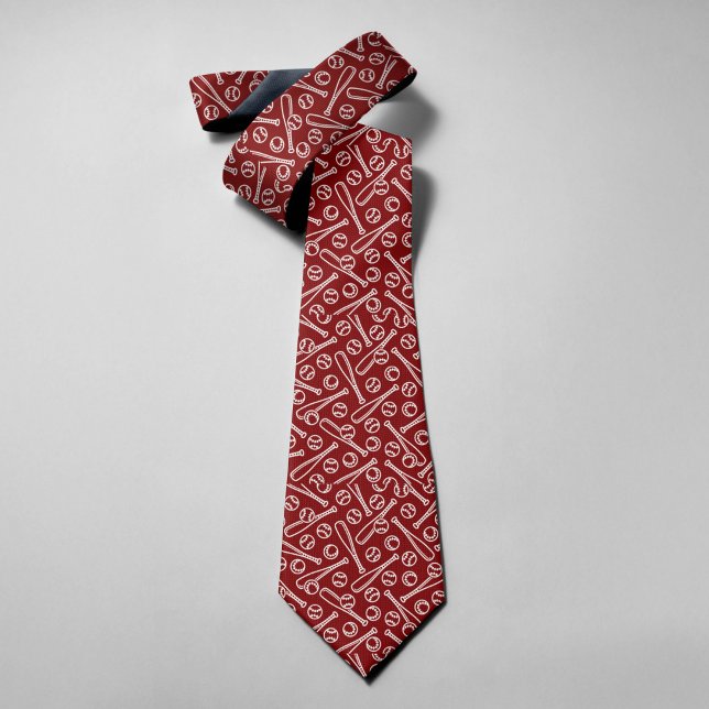Corbata Iconos de béisbol sobre fondo rojo Día del Padre (Subido por el creador)
