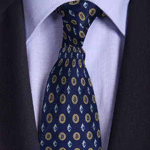 Corbata Iconos de criptografía de Bitcoin azul Ethereum