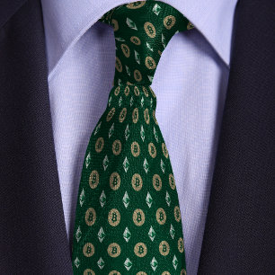Corbata Iconos de criptografía de Bitcoin verde Ethereum