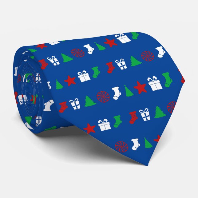 Corbata Iconos de navidades (Tri-Color) (Enrollado)