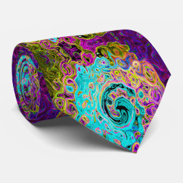 Corbata Icy Aqua Blue Groovy Abstract Retro Liquid Swirl