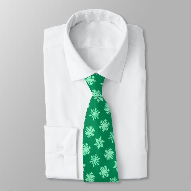 Corbata Ikat Snowflakes - Pino y verde menta (Atado)