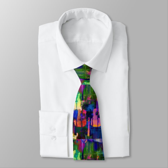 Corbata Ilusión de guitarra / diseño de Rock Pop (Atado)