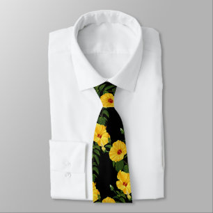 Corbata Ilustración botánica de hibisco amarillo hawaiano