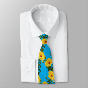 Corbata Ilustración botánica de hibisco amarillo hawaiano