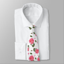 Corbata Ilustracion botánico Shabby Chic Pink Rose