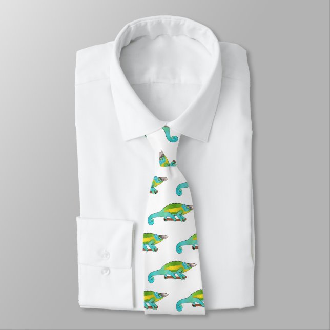 Corbata Ilustracion chameleon personalizado de Jackson (Atado)