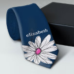 Corbata Ilustracion Daisy Floral de moda - marina y rosa<br><div class="desc">Una obra de arte zen y caprichosa,  hipster. Puede añadir un nombre,  un monograma u otro texto personalizado. Si necesita mover el dibujo,  haga clic en el botón personalizar para realizar cambios.</div>