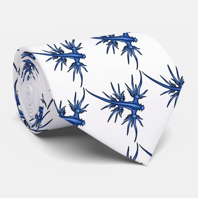 Corbata Ilustracion de dragón azul (Enrollado)