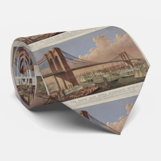 Corbata Ilustracion de época del puente de Brooklyn (1877)